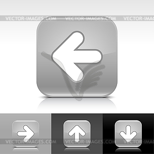 Gray glossy web buttons with white arrow sign - vector image