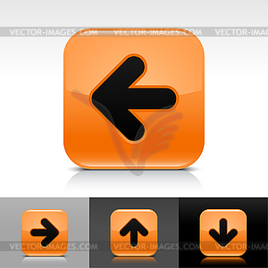 Orange glossy web buttons with black arrow sign - vector clipart