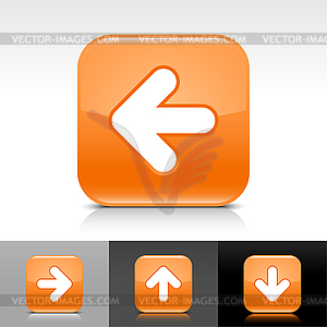 Orange glossy web buttons with white arrow sign - vector clip art