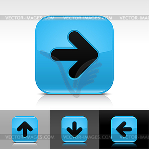 Blue glossy web buttons with black arrow sign - vector clipart