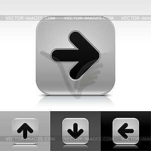 Gray glossy web buttons with black arrow sign - vector clipart