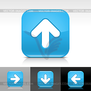 Blue glossy web buttons with white arrow sign - color vector clipart