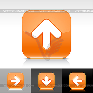 Orange glossy web buttons with white arrow sign - vector image