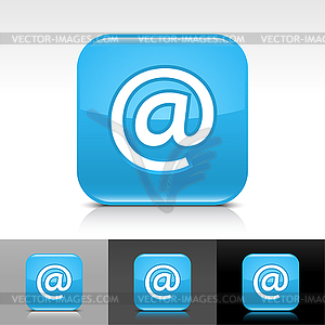 Blue glossy web buttons with e-mail sign - vector clipart