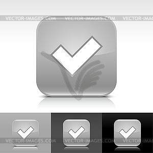 Gray glossy web buttons with check mark sign - vector clip art