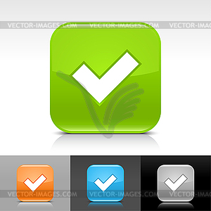 Glossy web buttons with check mark sign - vector image