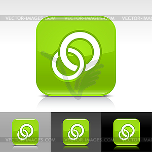 Glossy green web buttons with circles sign - vector image