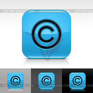 Glossy blue web buttons with copyright sign - vector clipart