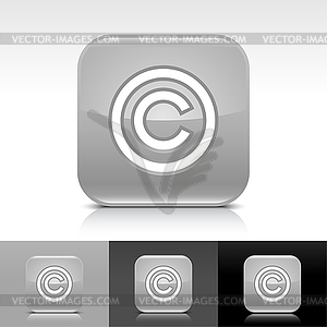 Glossy gray web buttons with copyright sign - vector image