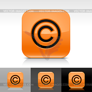 Glossy orange web buttons with copyright sign - vector clipart