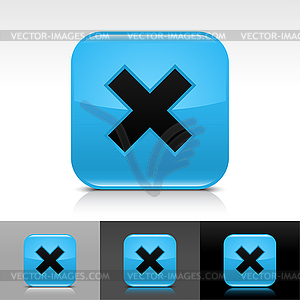 Glossy blue web buttons with delete sign - royalty-free vector clipart