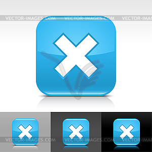 Глянцевая голубой кнопки со знаком Удалить - стоковое векторное изображение