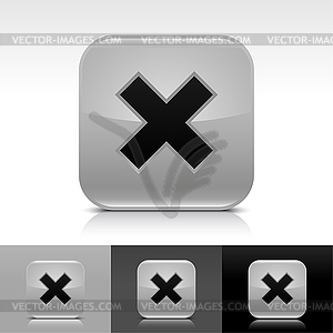 Glossy gray web buttons with delete sign - vector clipart