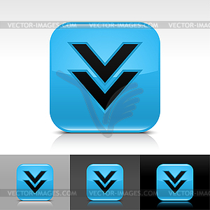 Blue glossy web button with arrow download sign - vector clipart