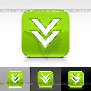 Green glossy web button with arrow download sign - vector clipart