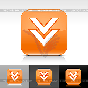 Orange glossy web button with arrow download sign - vector clipart / vector image