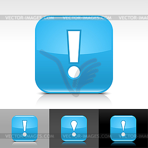 Blue glossy web buttons with exclamation mark - vector image