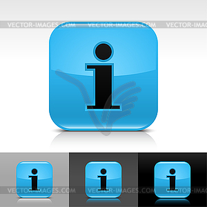 Blue glossy web buttons with information sign - vector clipart