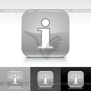 Gray glossy web buttons with information sign - vector image