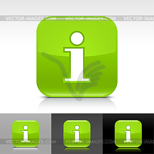 Green glossy web buttons with information sign - vector image
