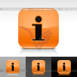 Orange glossy web buttons with information sign - vector clipart