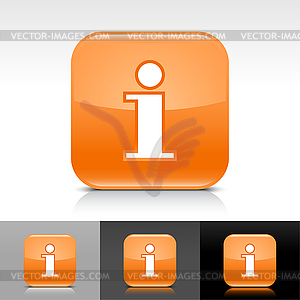 Orange glossy web buttons with information sign - vector clip art