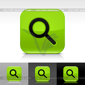 Green glossy web buttons with search sign - vector clipart