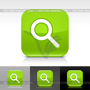 Green glossy web buttons with search sign - vector clip art
