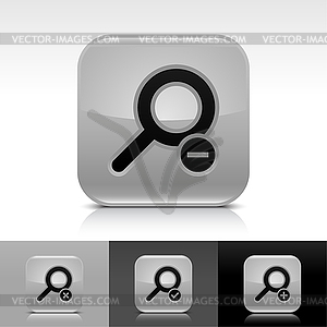 Gray search sign web icon with remove symbol - vector clip art