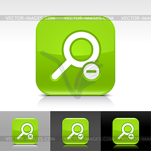 Green search sign web icon with remove symbol - vector image