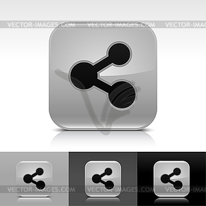 Gray glossy buttons with share sign - vector image