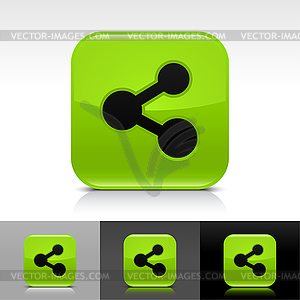 Green glossy buttons with share sign - vector clipart