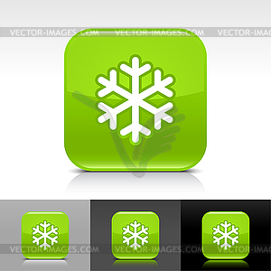 Green glossy web buttons with snowflake - royalty-free vector clipart