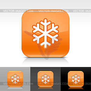 Orange glossy web buttons with snowflake - vector image