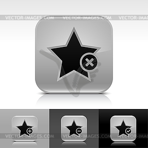 Gray glossy web button with star sign - vector clipart / vector image