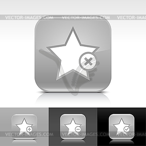 Gray glossy web button with star sign - vector image