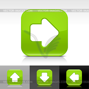 Green glossy web buttons with arrow sign - vector clipart / vector image