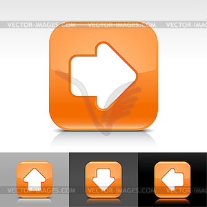 Orange glossy web buttons with arrow sign - vector image