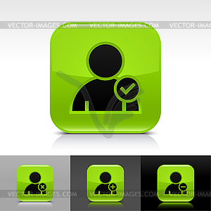 Green glossy web buttons with user profile sign - vector clip art