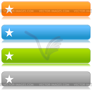 Matted color rounded buttons with star symbol - vector clip art