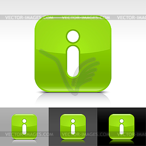 Green glossy web buttons with information sign - vector clip art