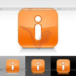Orange glossy web buttons with information sign - vector image