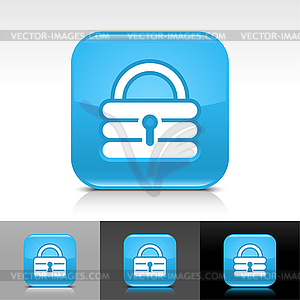 Blue glossy web buttons with lock sign - vector clip art