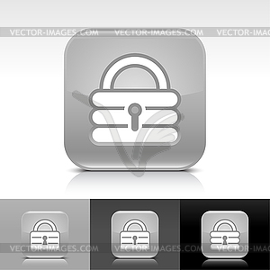 Grey glossy web buttons with lock sign - white & black vector clipart