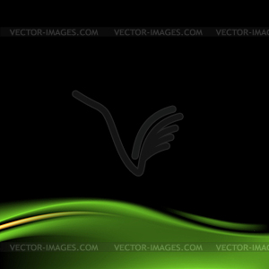 Abstract black background with green wave - vector clipart