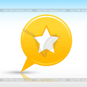 Yellow map pin with star sign - vector clip art