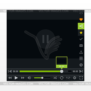 Black media player with video loading bar - vector clipart