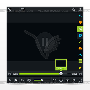 Black media player with video loading bar - vector clip art