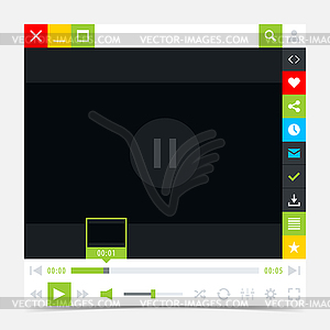 Media player interface with video loading bar - color vector clipart