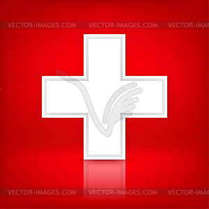 White cross Medical symbol as Switzerland flag - vector image